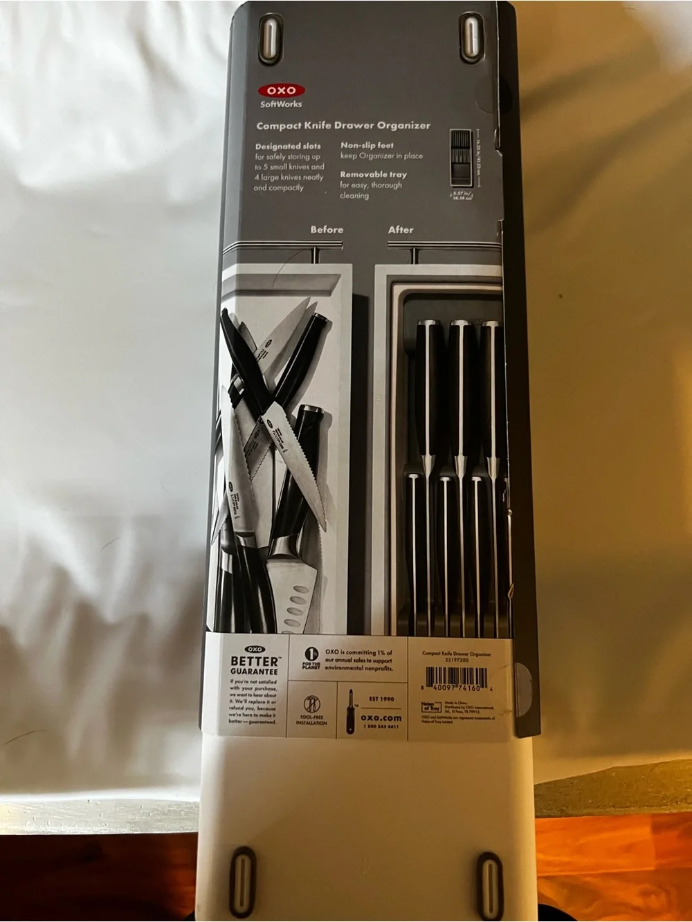 Oxo SoftWorks Compact Knife Drawer Organizer in Black and Gray
